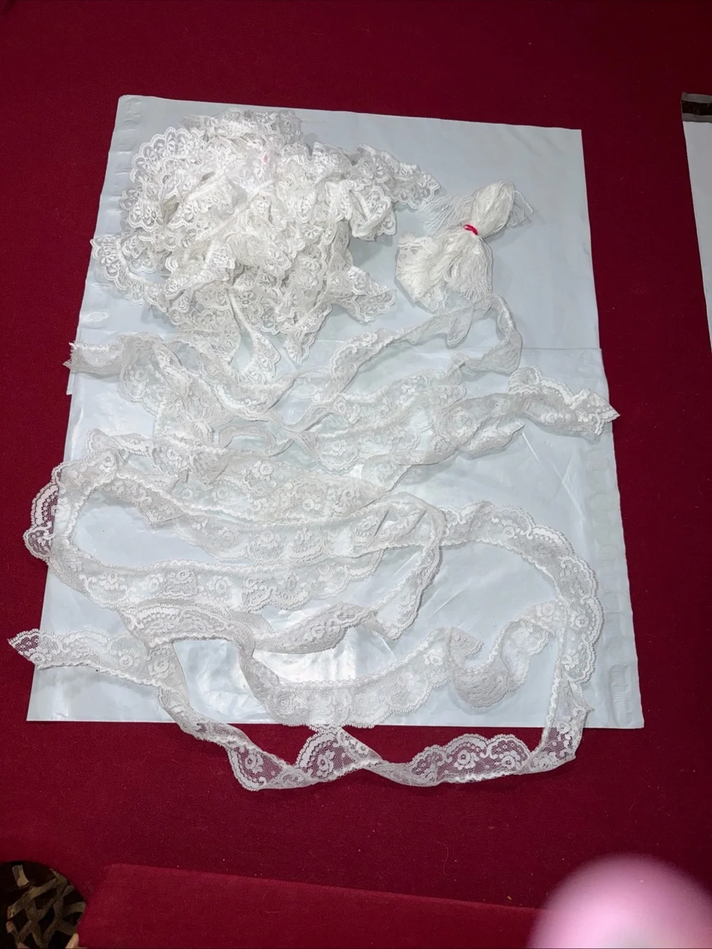 VINTAGE WHITE LACE,  Large LOT, 3 Kinds, Flowers,  3” Wide Roses, Lace Trim LOT